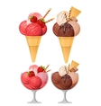 two sorts of icercream strawberry and chocolate vector image