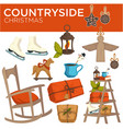 countryside christmas winter holiday elements vector image