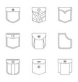 pants pocket icon set outline style vector image