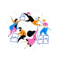 flat connection concept with people putting vector image