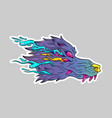 surrealist wolf head sticker fantasy animal art vector image vector image