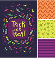trick or treat card and patterns vector image vector image
