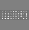 arrow white icon set in flat cursor line button vector image vector image