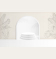 white product display podium on old wall vector image