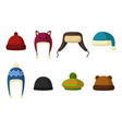 winter hats set isolated on white background vector image
