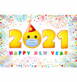 2021 happy new year day 3d mask vector image