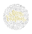 christmas greeting card with line icons elements vector image