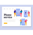 phone interaction banner vector image vector image