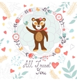 all i need is you romantic card with cute bear vector image vector image