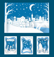 merry christmas paper cuts of town and nature vector image