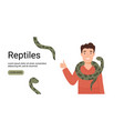 banner with a man and snakes vector image