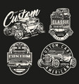 vintage monochrome american custom cars logos vector image