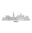 brussels skyline belgium city building line vector image