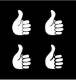 set of white thumb up icons on black background vector image vector image