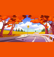 mountain valley fall landscape with highway road vector image