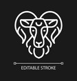 ram head pixel perfect white linear icon for dark vector image