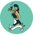 tattoo style icon a pinup waitress girl vector image vector image