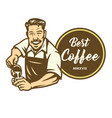 barista coffee latte art cafe logo design template vector image vector image