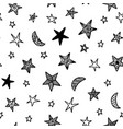 hand drawn star doodles seamless pattern vector image