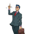 joyful businessman points his finger up vector image vector image