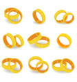 3d set with gold rings in realistic style vector image
