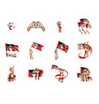 antigua and barbuda flag and hand on white vector image