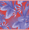 tropical blue leaves seamless pattern red vector image