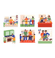 cooking scenes cartoon people preparing food vector image