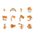 orange flag and hand on white background vector image