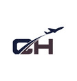 initial letter c and h with aviation logo design vector image vector image