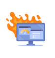 burning computer icon vector image vector image