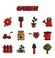 garden flat icons set vector image