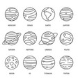 planets and sky stars lines icon set images vector image vector image
