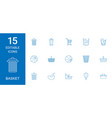 15 basket icons vector image vector image