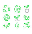 nature line icons green leaf vector image vector image