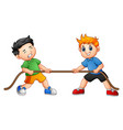 Cute children playing tug of war Royalty Free Vector Image