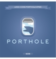 porthole plane view of the clouds and wing vector image