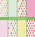 set of nice ice cream patterns vector image