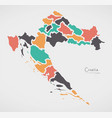 croatia map with states and modern round shapes vector image