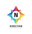 direction compass concept logo design letter n vector image