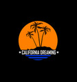 simple print of palms with orange sun vector image