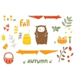 autumn set in linocut style vector image