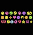 cool trendy smile stickers pack set of groovy vector image vector image