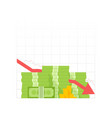 icon pile cash red recession graph vector image