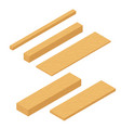 set of isometric wooden planks stack bars vector image vector image