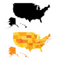 silhouette and color map united states vector image