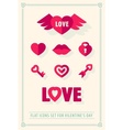 valentines day love icons set vector image