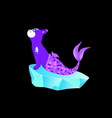violet cat mermaid sitting on a stone vector image vector image