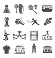 badminton racquet shuttlecock court bold black vector image