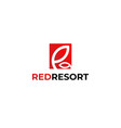 simple red hotel resort logo design template vector image vector image